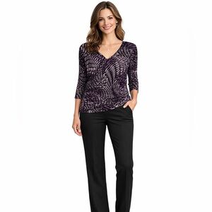 Dressbarn Purple Abstract Blouse